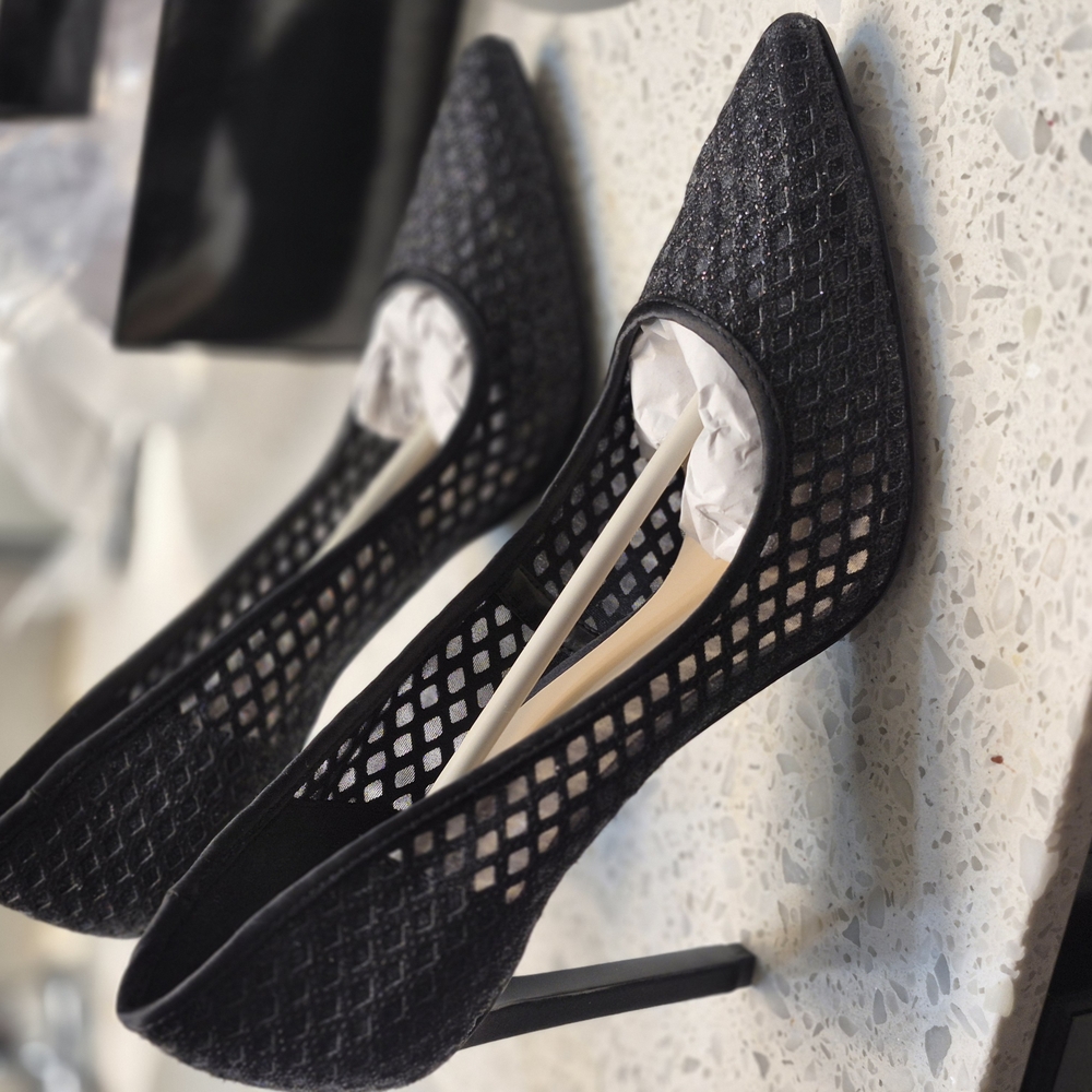 Chic Black Mesh Heels